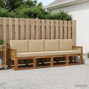 vidaXL Σειρά Καναπέ Εξωτερικού 5 pcs Φυσικό και Μπεζ Πολυεστέρας