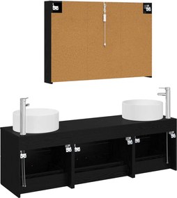 vidaXL Σετ Επίπλων Μπάνιου 4 pcs Μαύρη Δρυς