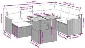 vidaXL Σαλόνι Κήπου 8 Τεμαχίων Μαύρο από Συνθετικό Ρατάν με Μαξιλάρια
