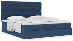 vidaXL Οθωμανικό κρεβάτι με στρώμα μπλε 180x200cm ύφασμα