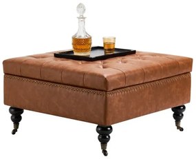 VEVOR 31 in Square Leather Ottoman with Storage Coffee Table for Living Room