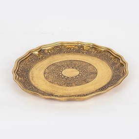 Δίσκος Σερβιρίσματος 752-16081 26x2.5x26cm Gold Estheti Home Polyresin