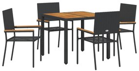 vidaXL Σετ Τραπεζαρίας Κήπου 5 Τεμαχίων Μαύρο Ρατάν
