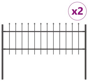 vidaXL Φράκτης κήπου  με αιχμηρή κορυφή, Γκρι, 3,4x0,6 μ, Χάλυβας