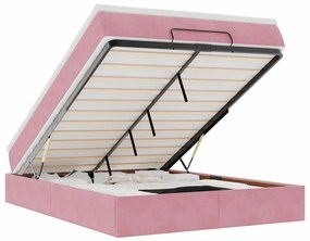 vidaXL Οθωμανικό κρεβάτι με στρώμα ροζ 140x200cm Βελούδο