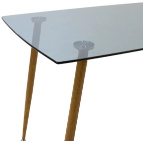 Τραπέζι Chloe pakoworld γυάλινο 8χιλ ανθρακί - πόδι φυσικό 120x70x75εκ - Γυαλί - 101-000018