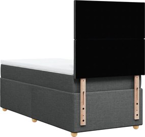 vidaXL Κρεβάτι Boxspring με Στρώμα Σκούρο Γκρι 100x200 εκ. Υφασμάτινο