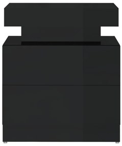 Κομοδίνο Γυαλιστερό Μαύρο 45x35x52 εκ. από Επεξ. Ξύλο - Μαύρο