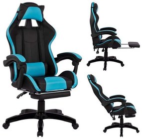 Πολυθρόνα Gaming Με Υποπόδιο 68x66-100x122 HM1132.08 Black-Light Blue