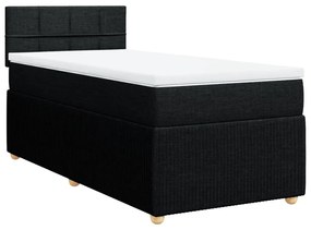 Κρεβάτι Boxspring με Στρώμα Μαύρο 100 x 200 εκ. Υφασμάτινο - Μαύρο