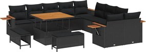 vidaXL Σετ Καναπέ Κήπου με μαξιλάρι 13 pcs Μαύρο