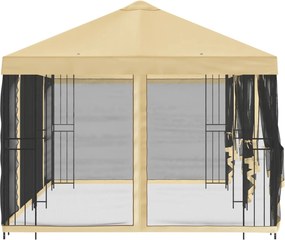 vidaXL Κιόσκι με Πλαϊνές Τοίχους 6 x 3 m Κρεμ Πολυεστέρας και Χάλυβας