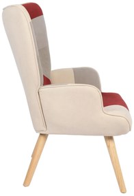 Πολυθρόνα ArteLibre BRIAR Μπορντό/Γκρι Patchwork Ύφασμα/Ξύλο 73x69x96cm