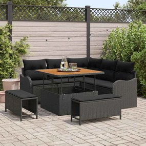 vidaXL Σετ Καναπέ Κήπου 8 pcs Μαύρο συνθετικό ρατάν