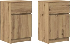 vidaXL Κομοδίνα 2 τεμ. τεχνίτης Δρυς 39x35x65 εκ. Επεξεργασμένο Ξύλο