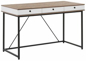 Τραπέζι γραφείου Berwyn 374, Με συρτάρια, 76x120x60cm, 20 kg, Ανοιχτό χρώμα ξύλου, Μαύρο | Epipla1.gr