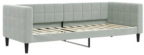 vidaXL Καναπές Κρεβάτι με Στρώμα Ανοιχτό Γκρι 90 x 200 εκ. Βελούδινος