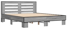 vidaXL Πλαίσιο Κρεβατιού Γκρι Sonoma 150x200 εκ. Επεξ. Ξύλο &amp; Μέταλλο