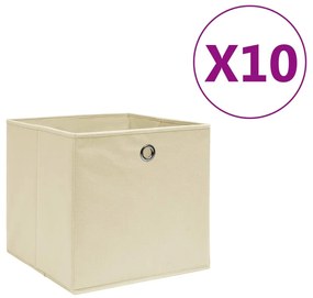 Κουτιά Αποθήκευσης 10 τεμ. Κρεμ 28x28x28εκ Ύφασμα Non-woven - Κρεμ