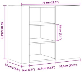 Ντουλάπι Τοίχου Καφέ Δρυς 75x35x60 εκ. Επεξεργασμένο Ξύλο - Καφέ