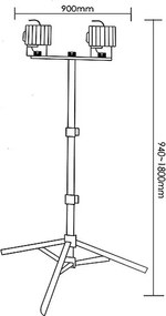 Τρίποδας για 2 προβολείς led μαύρος 9546