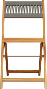 vidaXL Σετ Επίπλων Bistro 3 τεμ.Γκρι Πολυπροπυλένιο/Μασίφ Ξύλο