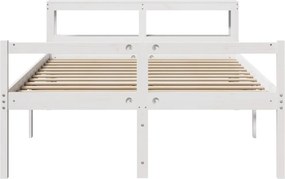 vidaXL Κρεβάτι Ηλικιωμένου με Κεφαλάρι Λευκό 140x200 εκ. Μασίφ Πεύκο