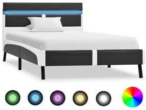vidaXL Πλαίσιο Κρεβατιού με LED Γκρι 90x200 εκ. από Συνθετικό Δέρμα