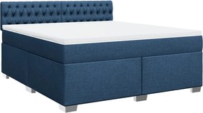 vidaXL Κρεβάτι Boxspring με Στρώμα Μπλε 180x200 εκ. Υφασμάτινο