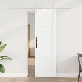 vidaXL Συρόμενη Πόρτα με Σετ Εξαρτημάτων Λευκό 61x198.5 εκ Συμπαγές Ξύλο Πεύκο
