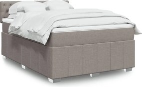 vidaXL Κρεβάτι Boxspring με Στρώμα Taupe 140x190 εκ. Υφασμάτινο