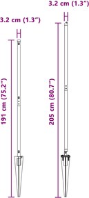 vidaXL Στήλη φράχτη με πείρο για το έδαφος 52 τμχ. Γκρι