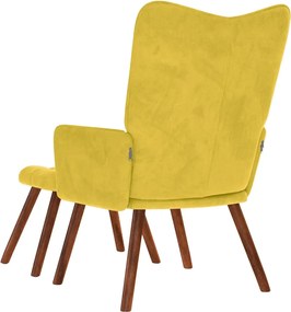 vidaXL Πολυθρόνα Χαλάρωσης με Σκαμπό Κίτρινο Βελούδο