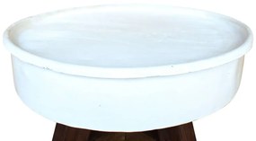 Τραπεζάκι Σαλονιού Λευκό 60 x 45 εκ. Μασίφ Ανακυκλωμένο Ξύλο - Λευκό