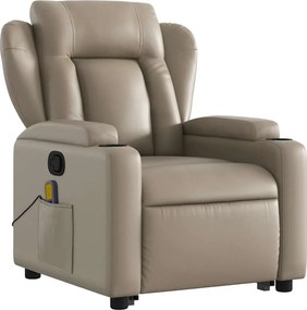 vidaXL Πολυθρόνα Μασάζ Ανακλινόμενη με Ανύψωση Καπουτσίνο Συνθ. Δέρμα