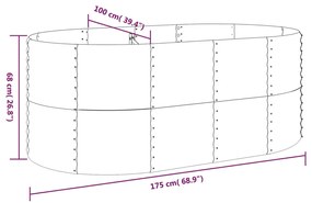 Ζαρντινιέρα Ασημί 175x100x68 εκ. Ατσάλι με Ηλεκτρ. Βαφή Πούδρας - Ασήμι