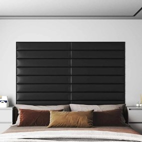 vidaXL Πάνελ Τοίχου 12 τεμ. Μαύρα 90 x 15 εκ. 1,62 μ² Συνθετικό Δέρμα