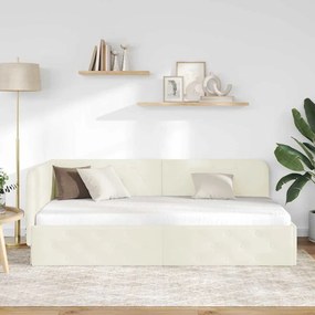 vidaXL Κρεβάτι Γωνίας Κρεμ 100 x 200 cm Βελούδο