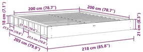 Πλαίσιο κρεβατιού χωρίς στρώμα 200x200 cm μασίφ ξύλο δρυς - Καφέ