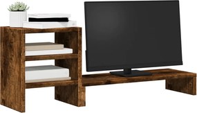 vidaXL Βάση Οθόνης με Organiser Γραφείου Καπνιστή Δρυς από Επεξ. Ξύλο