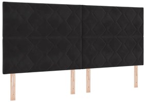 vidaXL Κρεβάτι με ελατήρια με στρώμα Μαύρο 200 x 200 cm Βελούδο