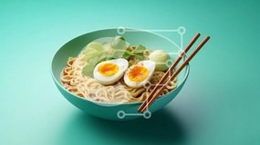 Σετ των 2 Intra Συλλεκτικό Ξύλινο Παζλ Plywood  4mm - Μπολ Νουντλς με αυγό και πράσινα Σε Ξύλινο Κουτί - Διαστάσεις: 10x10 cm – 25 κομμάτια