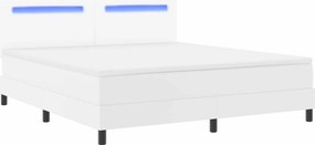 vidaXL Κρεβάτι με ελατήρια με στρώμα Λευκό 180 x 200 cm Τεχνητό δέρμα