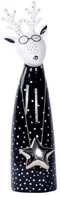 Διακοσμητικός Τάρανδος Με Αστέρι DOT139 9x8,6x36,5cm Black-White Espiel