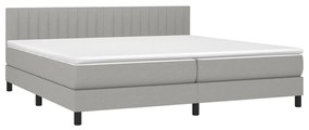 Κρεβάτι Boxspring με Στρώμα Ανοιχτό Γκρι 200x200 εκ. Υφασμάτινο - Γκρι