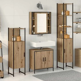 vidaXL Σετ επίπλων μπάνιου  4 τεμαχίων Artisan Oak Επεξεργασμένη ξυλεία