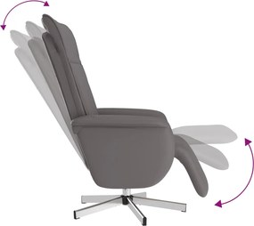vidaXL Πολυθρόνα Μασάζ Ανακλινόμενη με Υποπόδιο Γκρι από Συνθ. Δέρμα