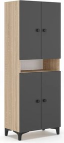 Stewehome Παπουτσοθήκη από δρυς ανθρακί 64x35x172 cm