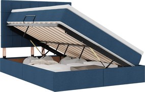 vidaXL LED Κρεβάτι αποθήκευσης με στρώμα Μπλε 140 x 200 cm Ύφασμα