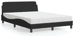 vidaXL Κρεβάτι με Στρώμα Μαύρο 140x200 εκ. Βελούδινο